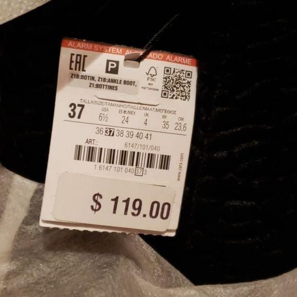 Zara Faux Fur Ankle Chunky Heeled Ankle Booties 6 6.5 - Picture 8 of 8